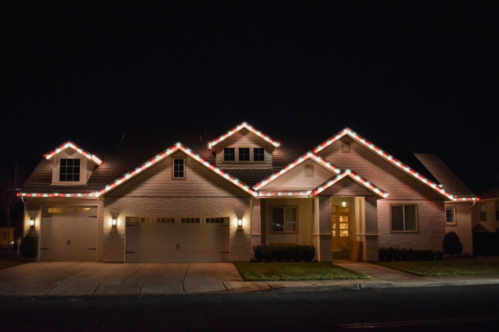 Holiday Lights Installed by DSS in St. George Red & White Home